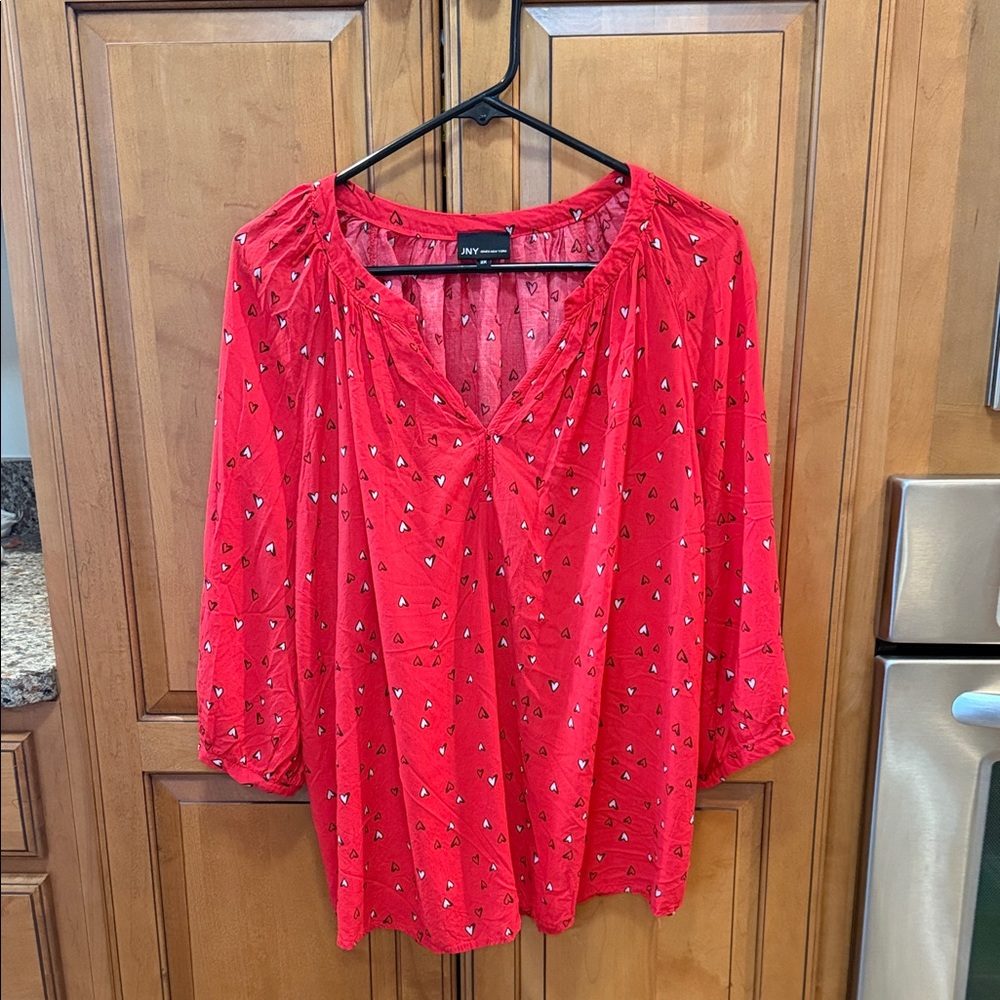 Jones New York Red Patterned Blouse